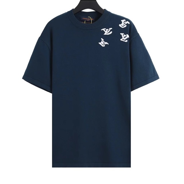 ルイヴィトンメンズネイビークルーネック半袖Tシャツu04144