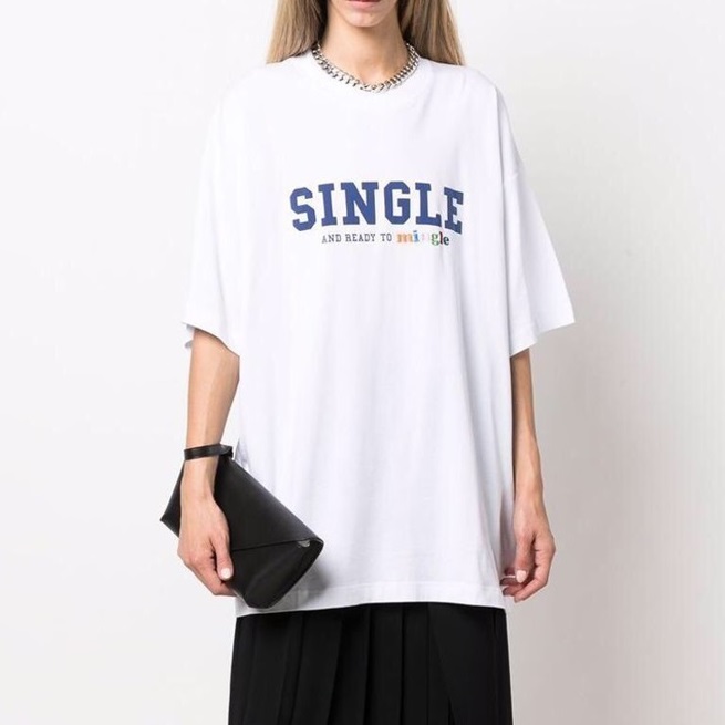 ヴェトモンユニセックストレンディホワイト半袖Tシャツt0279