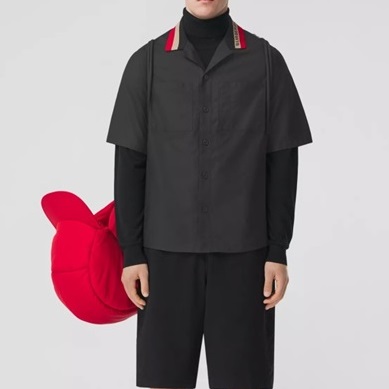 バーバリーメンズブラックポロ半袖Tシャツr04279