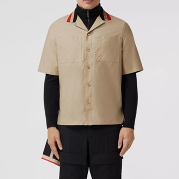 バーバリーメンズベージュポロ半袖Tシャツr04280