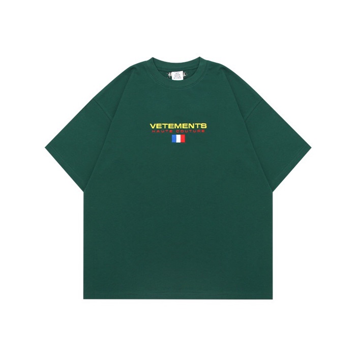 ヴェトモンユニセックストレンディグリーン半袖Tシャツt0281