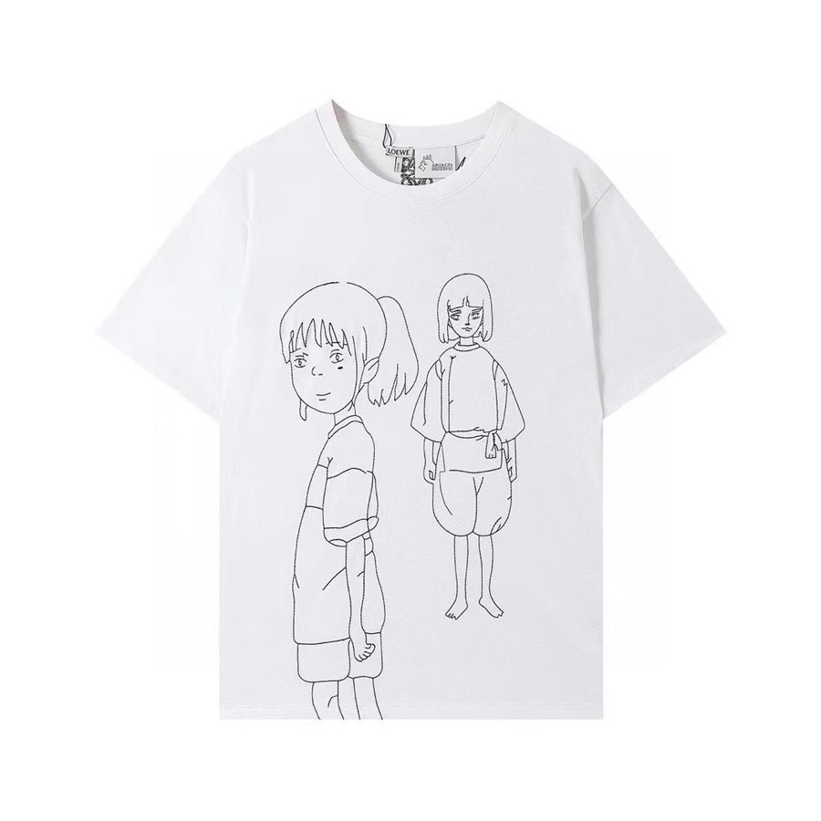 ロエベメンズイニシャルホワイト半袖Tシャツe0588