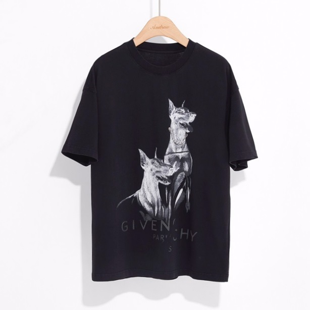 ジバンシィメンズクルーネックブラック半袖Tシャツv0660