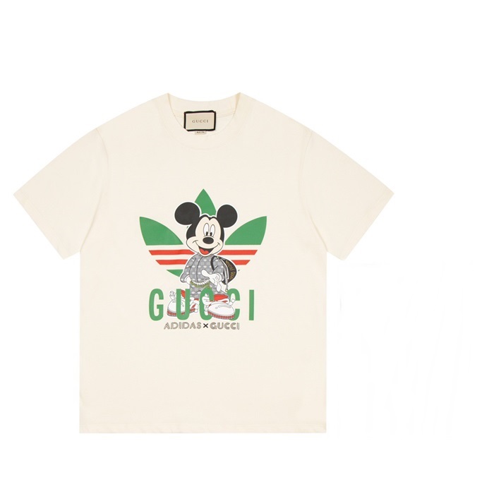 グッチメンズクルーネックアイボリー半袖Tシャツc04736