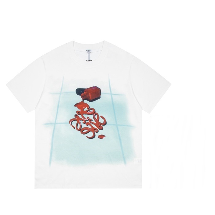 ロエベメンズイニシャルホワイト半袖Tシャツe0593