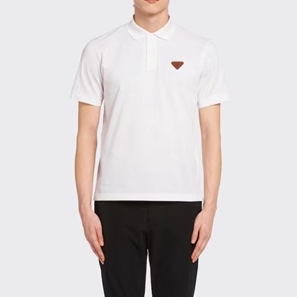 プラダメンズホワイトポロ半袖Tシャツa02659