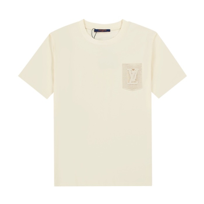 ルイヴィトンメンズアイボリークルーネック半袖Tシャツu04150