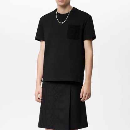 ルイヴィトンメンズブラッククルーネック半袖Tシャツu04151