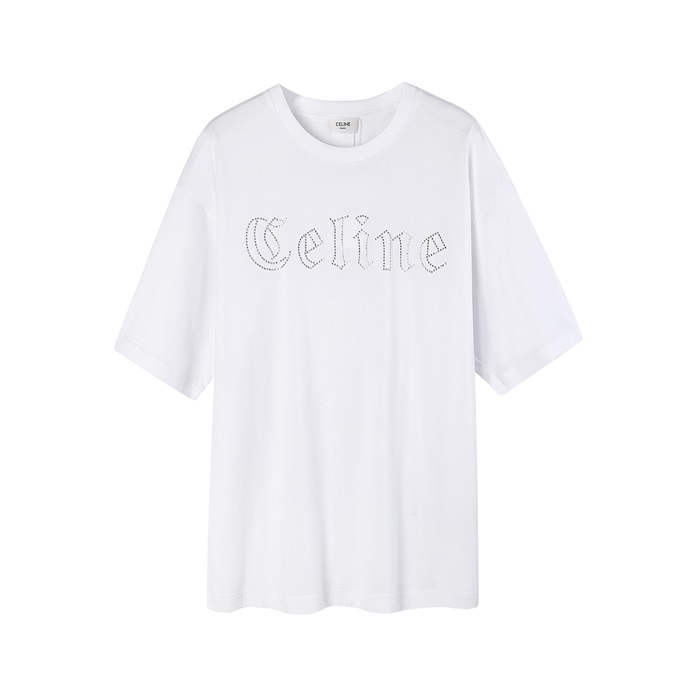 セリーヌメンズクルーネックホワイト半袖Tシャツl0248
