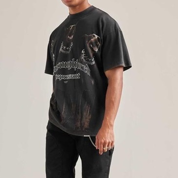 レプレゼントメンズブラッククルーネック半袖Tシャツp0051