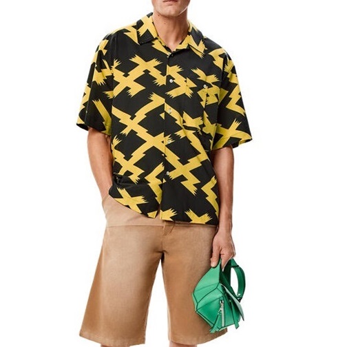 ロエベメンズイニシャルブラック半袖Tシャツe0594