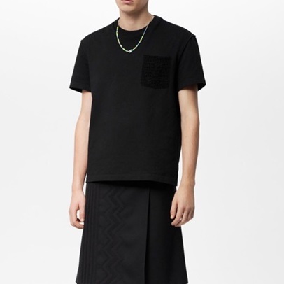 ルイヴィトンメンズブラッククルーネック半袖Tシャツu04163