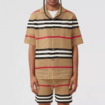 バーバリーメンズキャメルクルーネック半袖Tシャツr04285