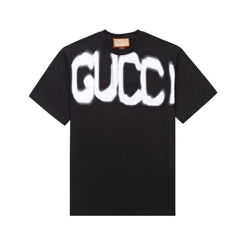 グッチメンズクルーネックブラック半袖Tシャツc04740