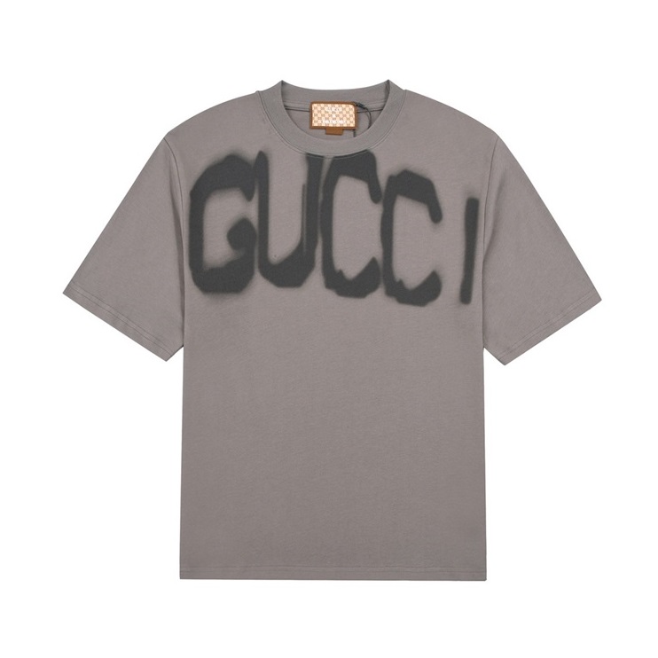 グッチメンズクルーネックグレー半袖Tシャツc04742