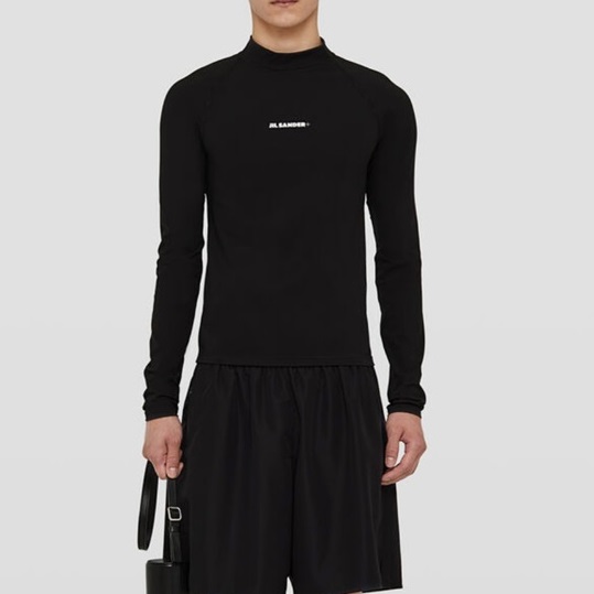 ジルサンダーメンズクラシックブラック長袖Tシャツl0047