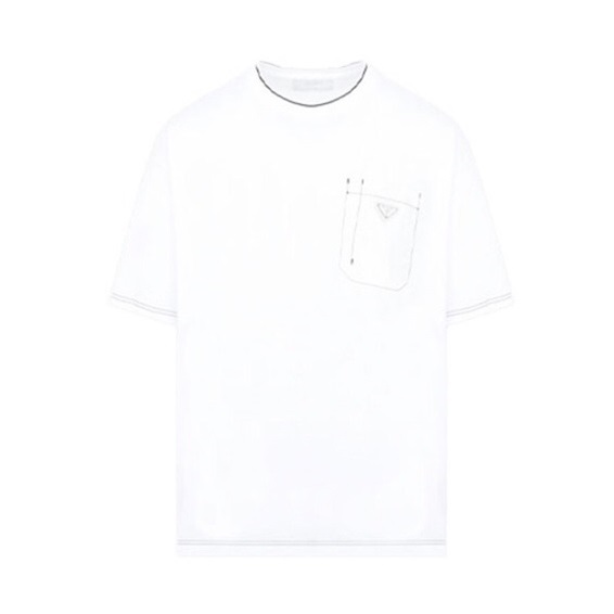 プラダメンズホワイトクルーネック半袖Tシャツa02665