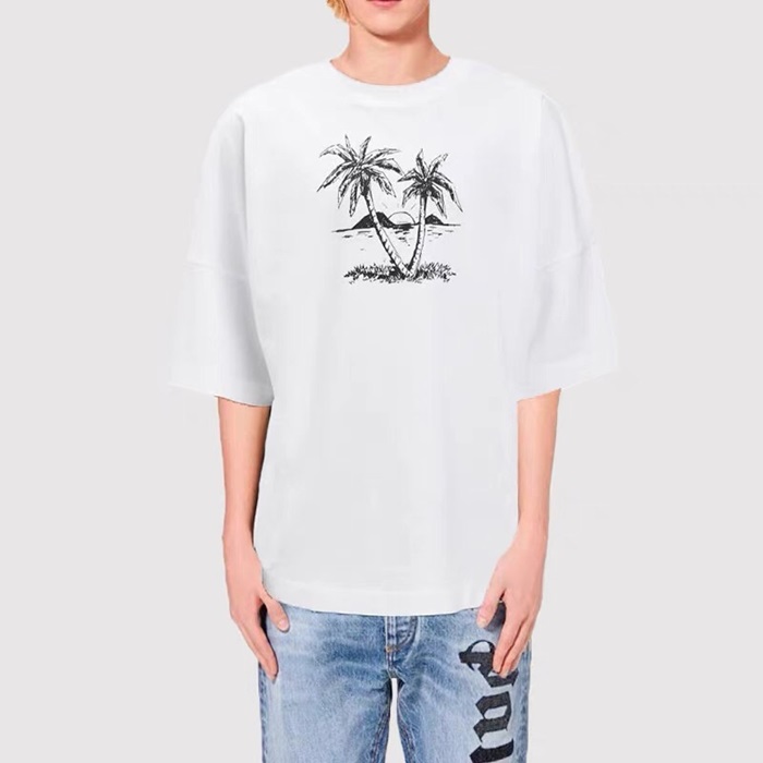 パームエンジェルスメンズクルーネックホワイト半袖Tシャツm0376