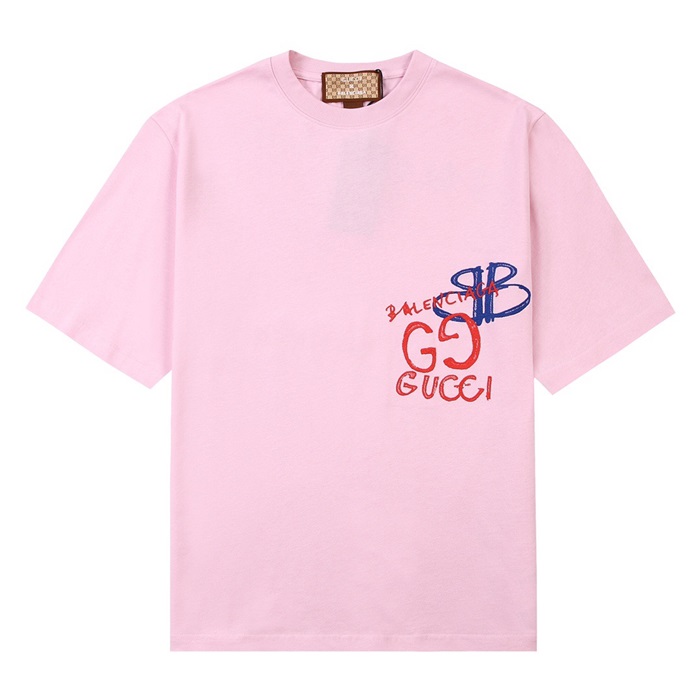 グッチメンズクルーネックピンク半袖Tシャツc04746