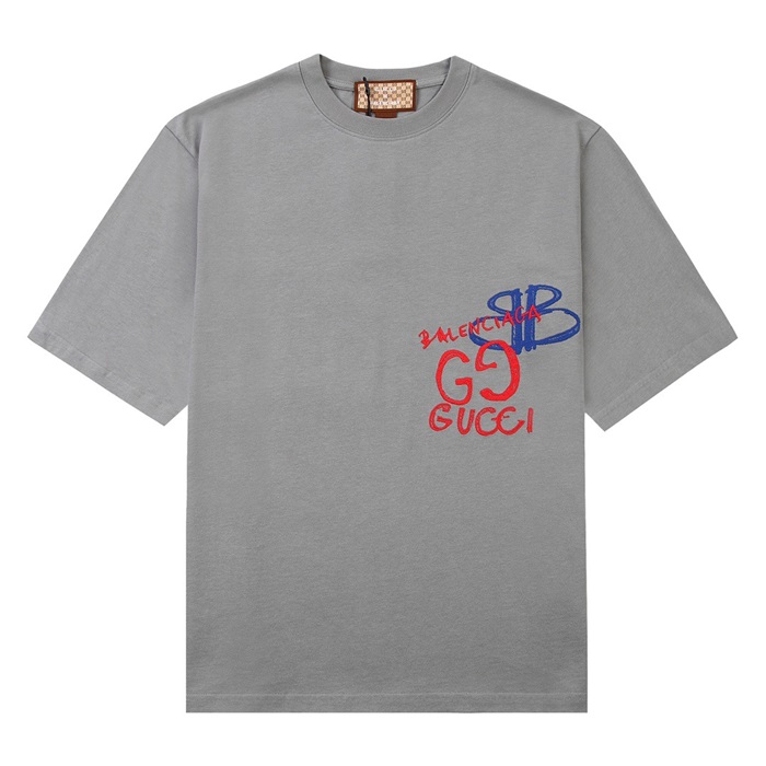 グッチメンズクルーネックグレー半袖Tシャツc04747