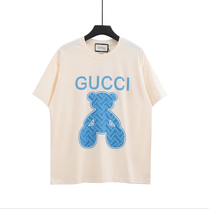 グッチメンズクルーネックアイボリー半袖Tシャツc04757