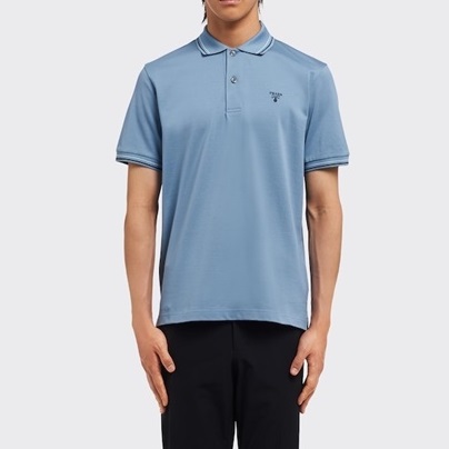 プラダメンズブルーポロ半袖Tシャツa02671