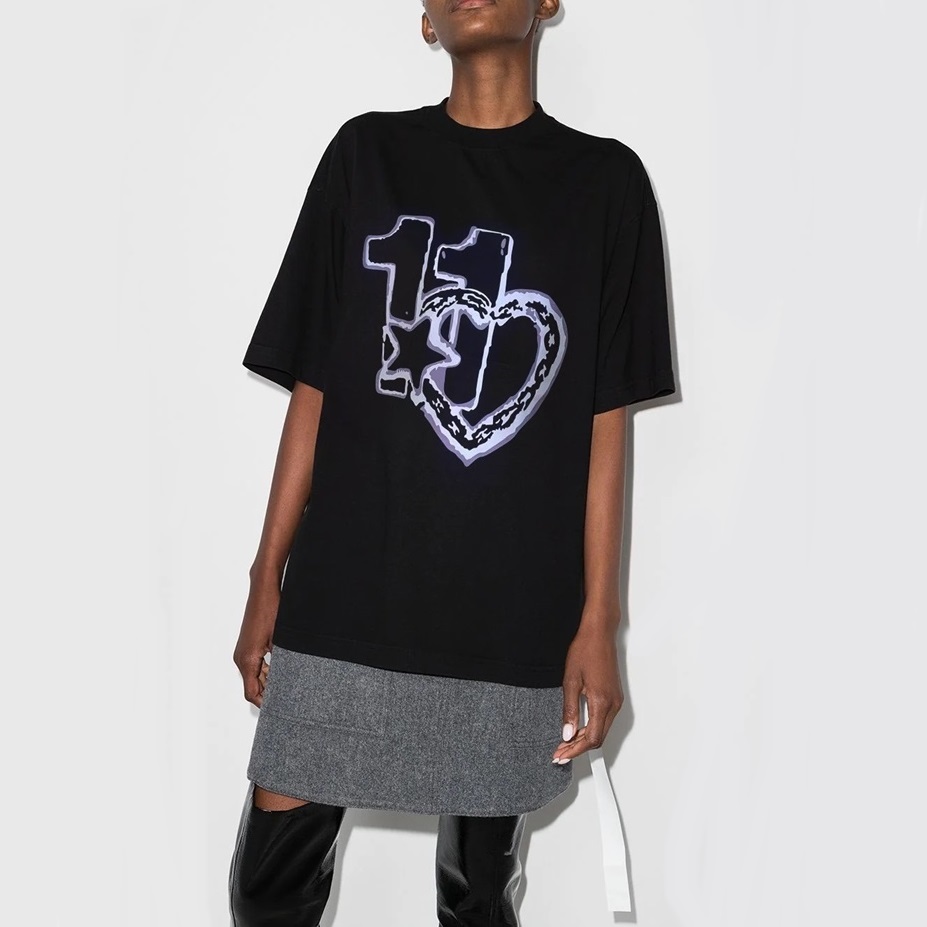 ウェルダンレディースブラッククルーネック半袖Tシャツl0061