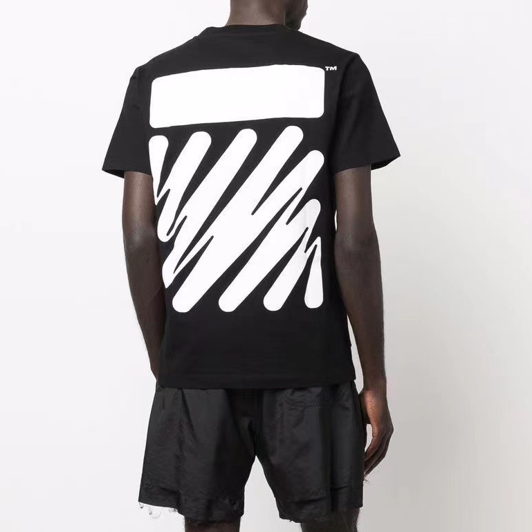 オフホワイトメンズモダンブラック半袖Tシャツf0825
