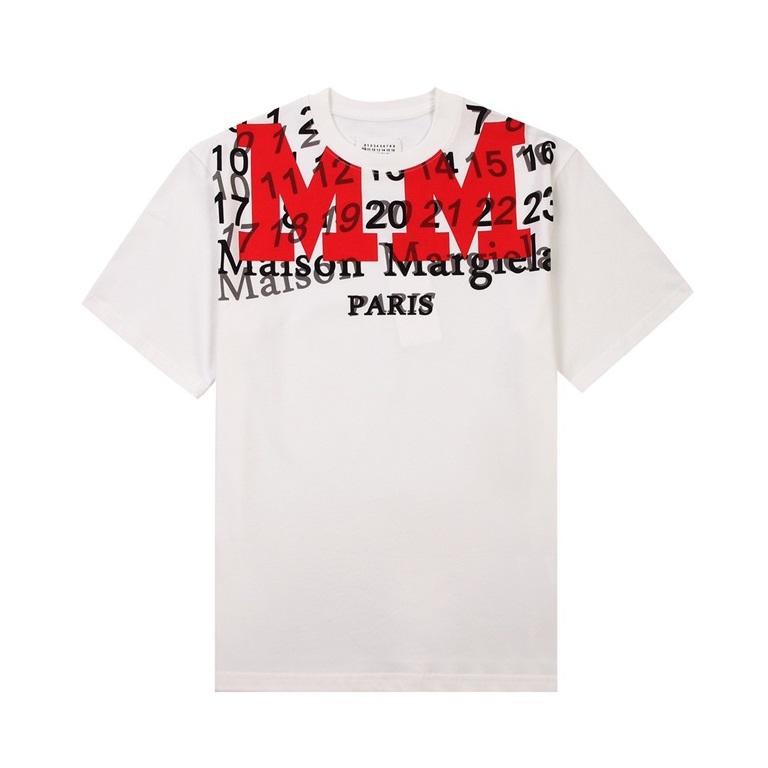 メゾンマルジェラユニセックスクルーネックホワイト半袖Tシャツi0088