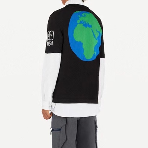 ルイヴィトンメンズブラッククルーネック半袖Tシャツu04196