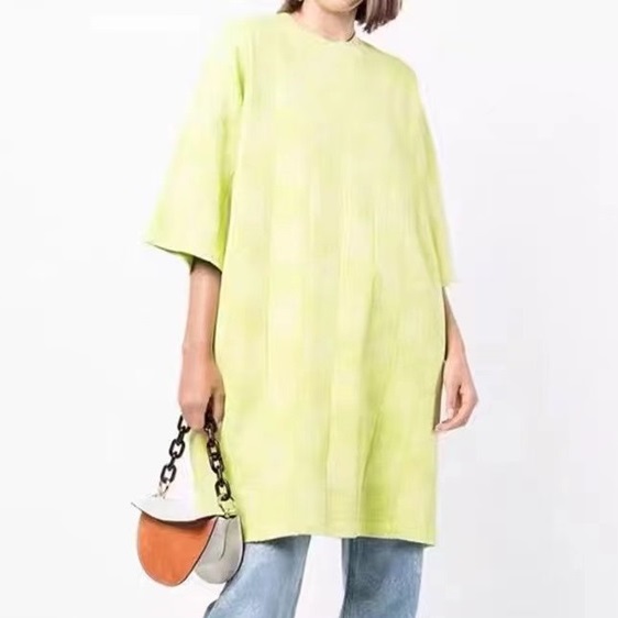 ウェルダンユニセックスグリーンクルーネック半袖Tシャツl0063