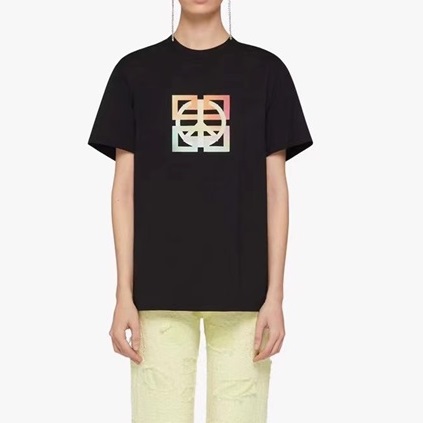 ジバンシィメンズクルーネックブラック半袖Tシャツv0678