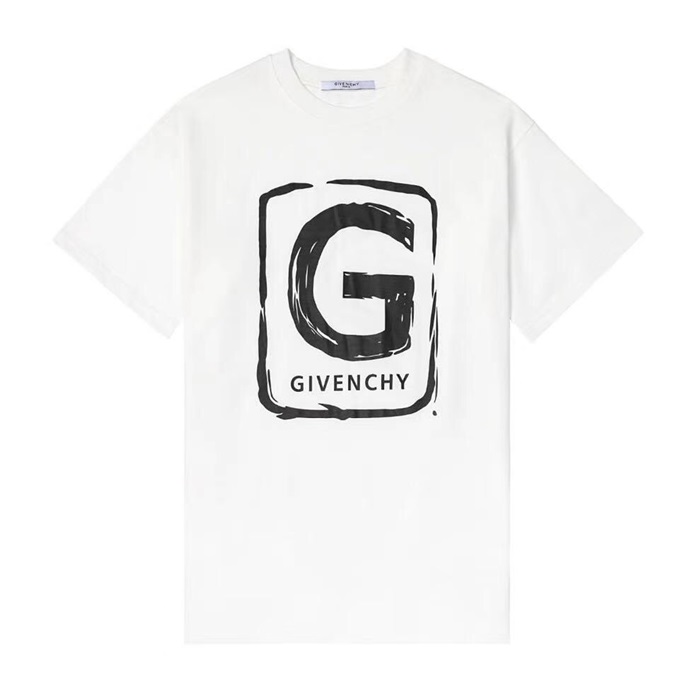 ジバンシィメンズクルーネックホワイト半袖Tシャツv0679