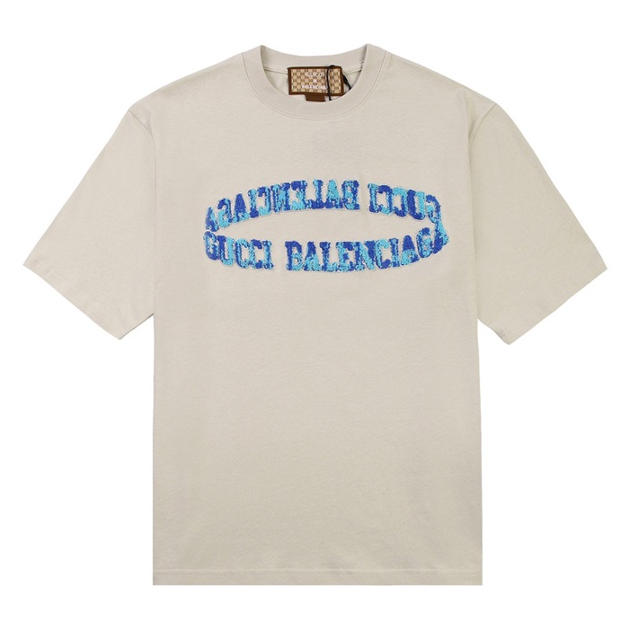 グッチメンズクルーネックグレー半袖Tシャツc04770