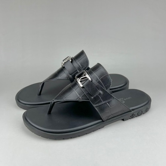 ルイヴィトンメンズイニシャルブラックスリッパu04244