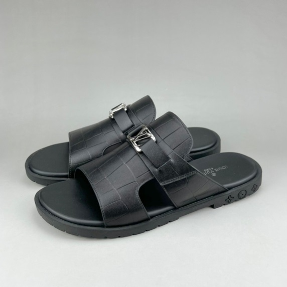 ルイヴィトンメンズイニシャルブラックスリッパu04280