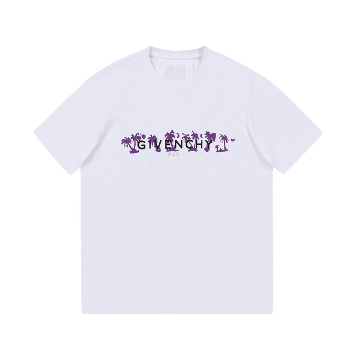 ジバンシィメンズクルーネックホワイト半袖Tシャツv0697