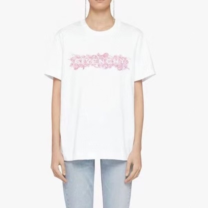 ジバンシィメンズクルーネックホワイト半袖Tシャツv0701