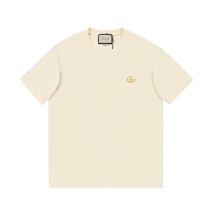 グッチユニセックスクルーネックアイボリー半袖Tシャツc04816