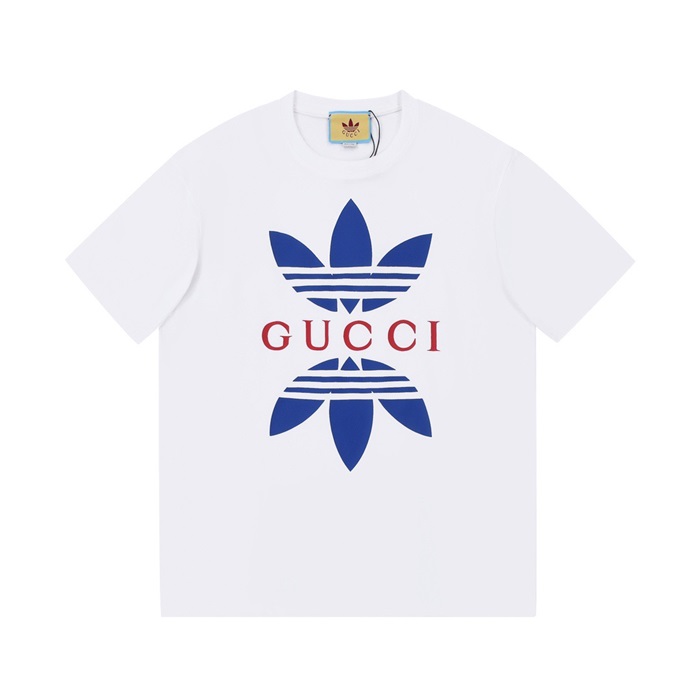 グッチユニセックスクルーネックホワイト半袖Tシャツc04818