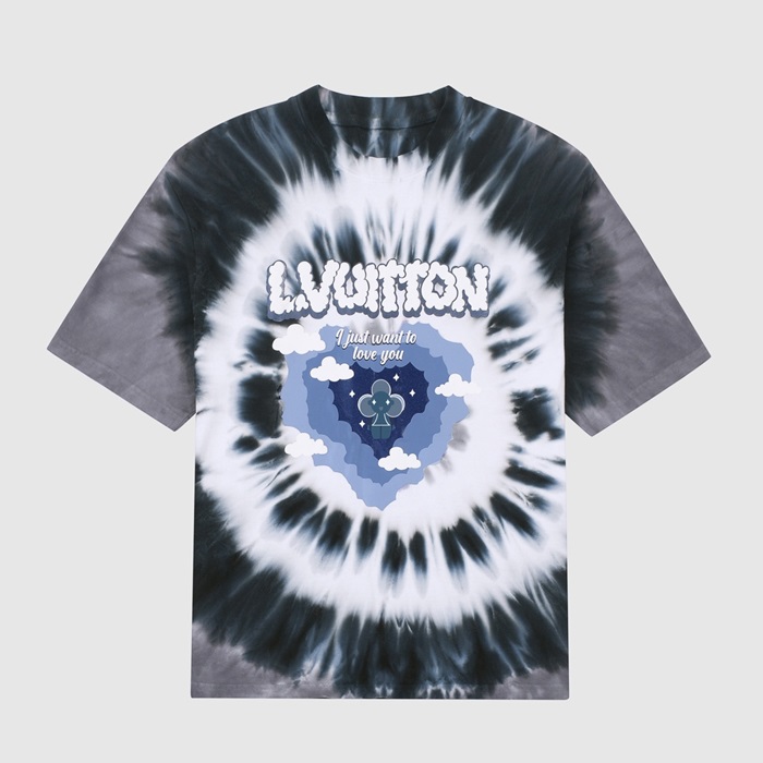 ルイヴィトンメンズブラッククルーネック半袖Tシャツu04327