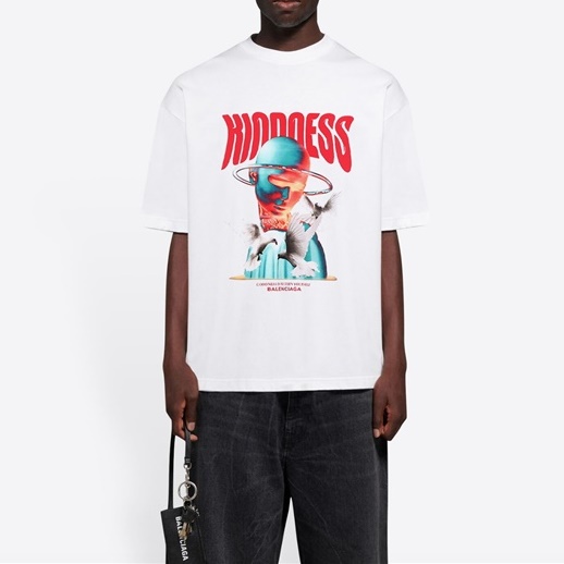 バレンシアガメンズクルーネックホワイト半袖Tシャツl01484