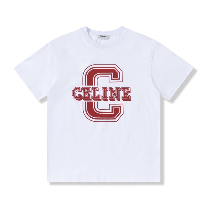 セリーヌメンズクルーネックホワイト半袖Tシャツl0258