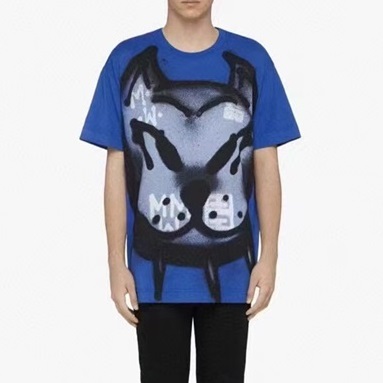 ジバンシィメンズクルーネックブルー半袖Tシャツv0708