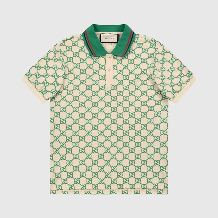 グッチメンズグリーンポロ半袖Tシャツc04837
