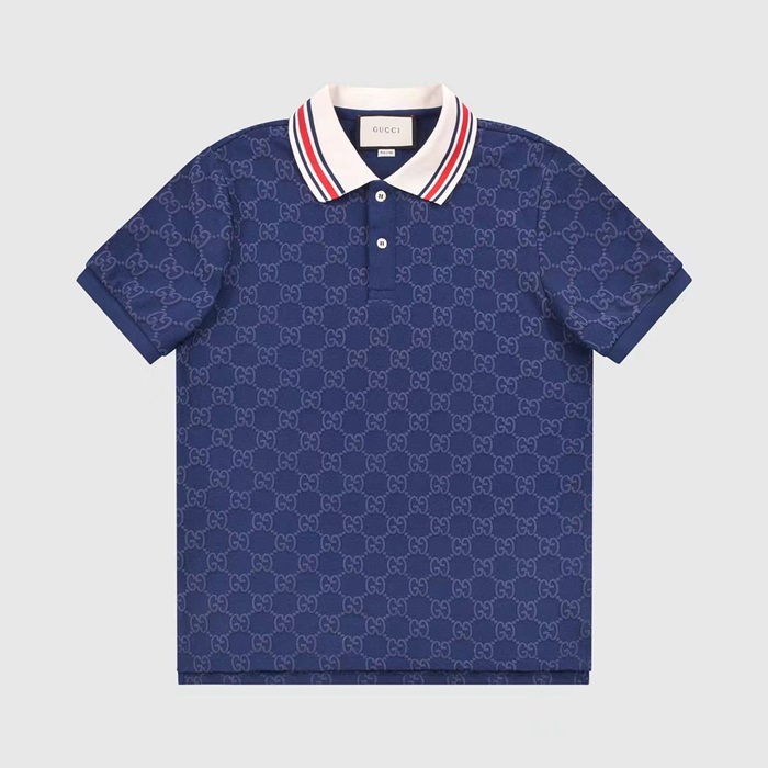 グッチメンズネイビーポロ半袖Tシャツc04839