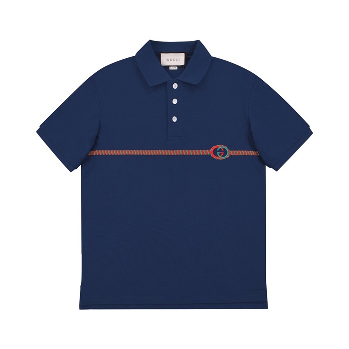 グッチメンズネイビーポロ半袖Tシャツc04841