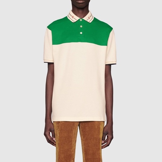 グッチメンズグリーンポロ半袖Tシャツc04844