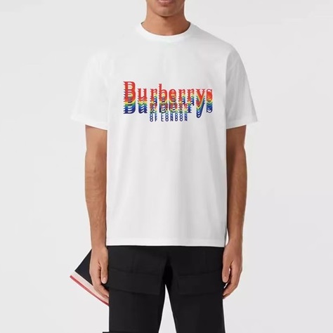 バーバリーメンズホワイトクルーネック半袖Tシャツr04330