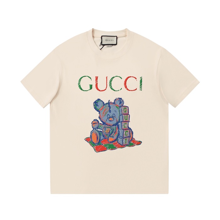 グッチメンズアイボリークルーネック半袖Tシャツc04848